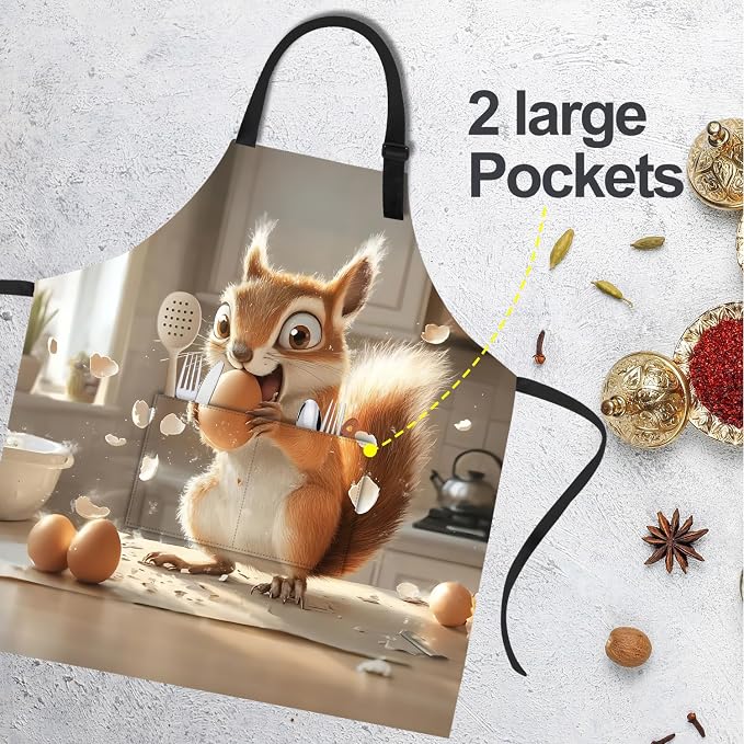 Funny Cat Apron with 2 Pockets Waterproof for Men Women Kitchen Garden Decor - Image 4