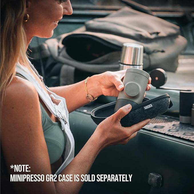 WACACO Minipresso GR2 Portable Espresso Maker Compatible Ground Coffee, Espresso Machine 18 Bar Manually Operated（Olive Grey）