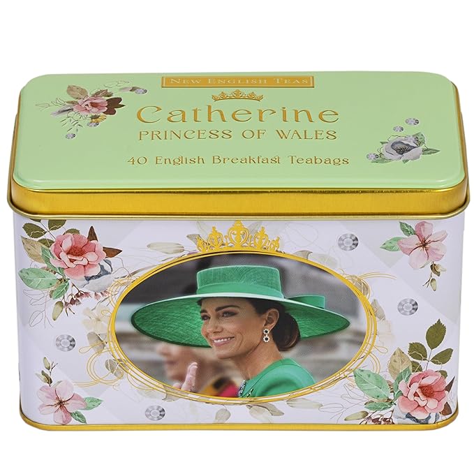New English Teas Catherine, Princess of Wales Tea Tin with 40 English Breakfast Teabags