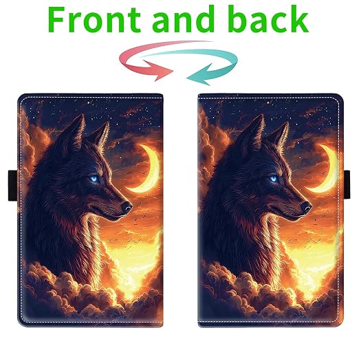 Server Books for Waitress, with 7 Large Pockets, Waiter Serving Book, Waitstaff Server Order Pads, Cute PU Leather Server Book with Pen Holder Fit Server Apron,Wolf at Moonlit Night - Image 2