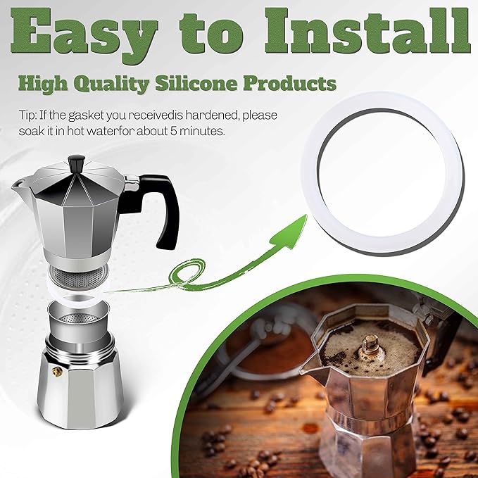 4 Cups Replacement Spare Food Grade Silicone Gasket, Seal Ring For Aluminium Stovetop Coffee Maker Pots Moka Express Dama Bialetti, 8 Pcs