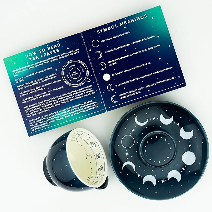 Gift Republic Tea Leaf Reading Kit. Host Your Own Tea Leaf Reading Party. Teacup and Saucer Divination Gift Set