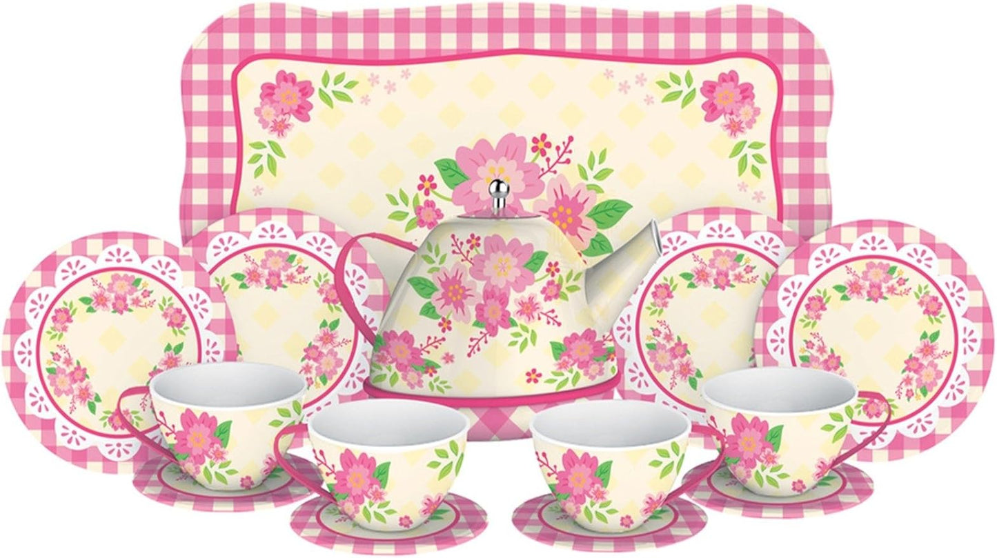 Schylling Fancy Tin Tea Set , Red