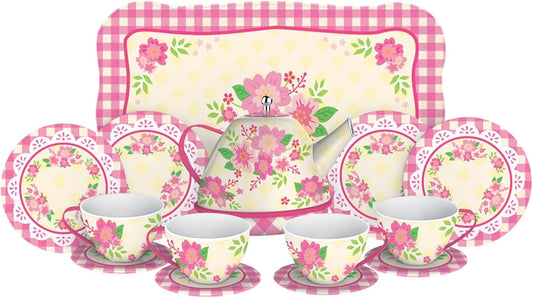 Schylling Fancy Tin Tea Set , Red