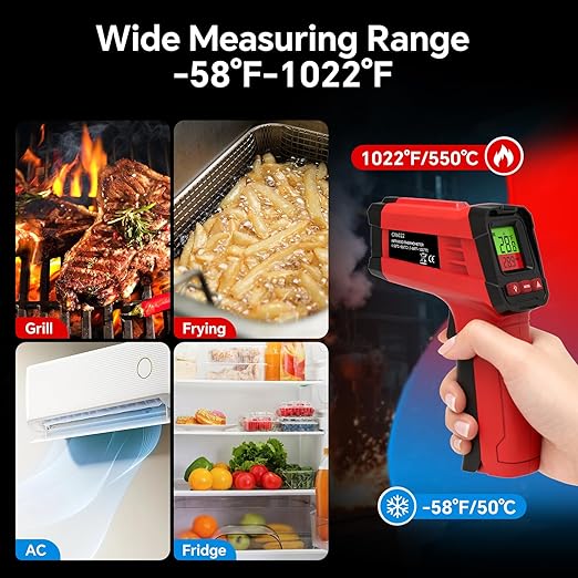 Digital Infrared Thermometer Gun for Cooking,BBQ,Pizza Oven, Infrared Thermometer Laser with Backlight,-58℉~1022℉(-50℃~550℃) Handheld Non Contact Heat Laser Temperature Gun (Not for Human)