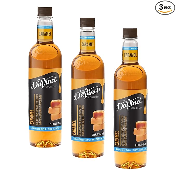 DaVinci Gourmet Sugar Free Caramel Syrup | 25.4 Ounce | Pack of 9
