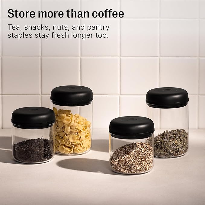 Fellow Atmos Electric Vacuum Canister & Storage Container - Airtight Coffee & Food Storage Containers - Coffee Containers - (Matte Black, 0.7 Liter)