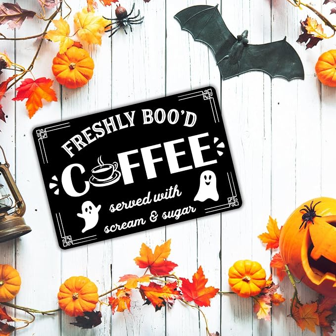 Boo'd Coffee Halloween Signs - Funny Bar Home Kitchen Shop Wall Decor 8x12 Inch - Image 5