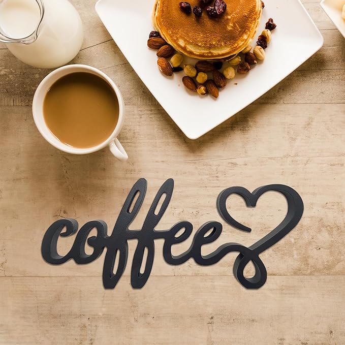 Coffee Wooden Bar Decor Sign, Farmhouse Coffee Accessories, Rustic Wood Coffee Table Sign Kitchen Plaque, 9.4" X4.2" Wood Plaque With Stand Gift For Home Kitchen Tabletop Decor(Black)