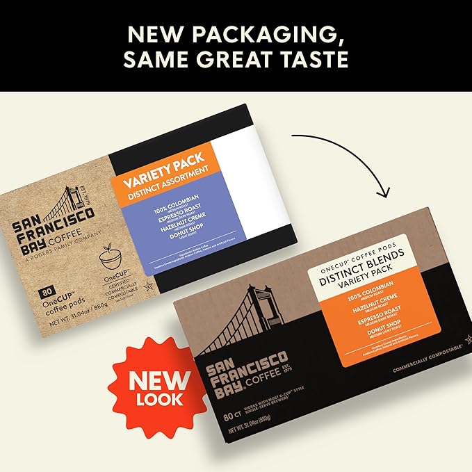 San Francisco Bay Compostable Coffee Pods - Assorted Variety Pack (80 Ct) K Cup Compatible including Keurig 2.0, Donut Shop, Colombian, Hazelnut, Espresso