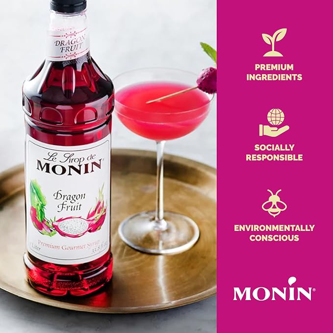 Monin - Dragon Fruit Syrup, Great for Cocktails and Teas, Gluten-Free, Non-GMO (1 Liter) - Image 4