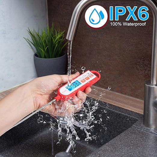 Digital Meat Thermometer Instant Readings in 1-2 Seconds Food Thermometer with Extended Probe Waterproof for Cooking, Confectionery Making, Barbecuing and as a Gift for Friends and Family