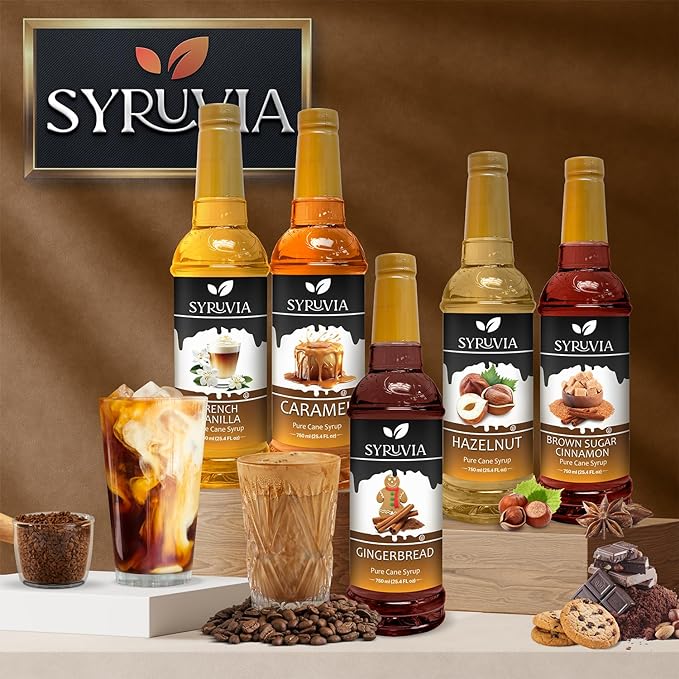 Syruvia Coffee Syrup, Coconut Flavored Syrup for Drinks, Lattes, and Desserts – 25.4 fl oz