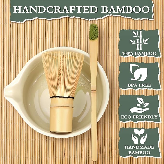 Matcha Whisk Set with Matcha Whisk Holder Bamboo Whisk Scoop Spoon Unique Gifts for Women Men Girl Friend Home Kitchen Decor Gifts for Tea Enthusiasts Pink