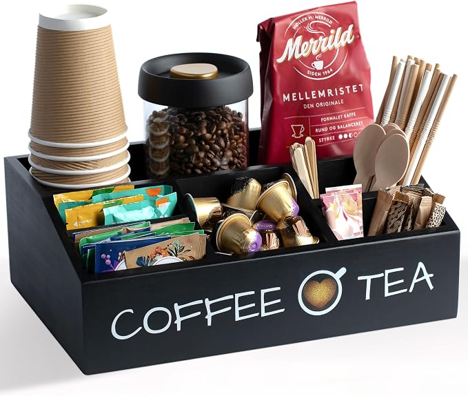 Vinvoli Coffee Station Organizer – Premium 2025 All-in-One Coffee Bar & Tea Organizer for Bar Accessories, Tea Storage, and Decor by Vinvoli