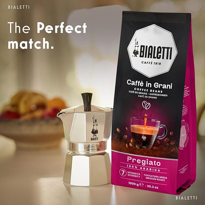 Bialetti Delicato Light Roast Coffee Beans 17.6 oz – 100% Arabica Italian Espresso with Floral & Dried Fruit Notes, Smooth Mellow Flavor, Perfect for Everyday Brewing & Automatic Coffee Machines