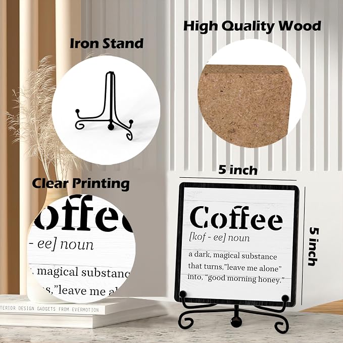Coffee Bar Decor For Bar, Funny Cute Coffee Signs For Station Cafe Shop, Table Desk Kitchen Shelf Corner Decorations And Accessories (coffe-05) - Image 2
