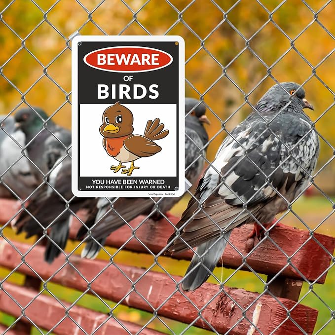 SmartSign Funny Beware Of Birds Warning Sign - 10"x7", 40 mil Laminated Rust-free Aluminum - Metal Signs for Wall Decor, Outdoors, Garden, Patio, Gifts, Cafe - Birds Theme, Made in USA - Image 3