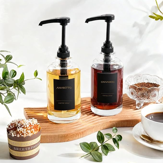 KYONANO 84 Coffee Syrup Labels for Coffee Bar Accessories, Luxury Pattern Décor for Coffee Station, Waterproof Coffee Labels for Coffee Syrup Dispenser & Bottle Organization - Image 6