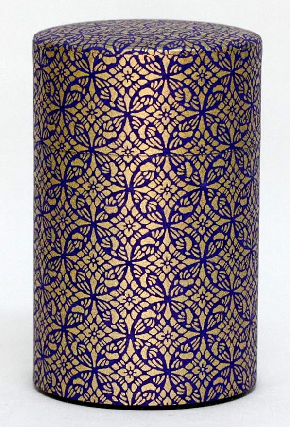 Washi Paper Tea Tin Canister: Long 3.5oz (100g) Grand shippo Treasures (#79), Japan