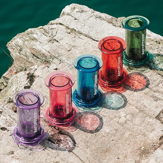 AeroPress Clear Purple Coffee Press - All-in-One French Press, Pour-Over & Espresso Style Manual Brewer, 2 Min Brew for Less Bitterness, More Flavor, Small Portable Coffee Maker, Travel & Camping