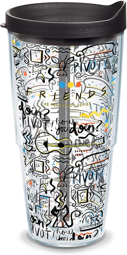 Tervis Friends Pattern Made in USA Double Walled Insulated Tumbler Travel Cup Keeps Drinks Cold & Hot, 24oz, Classic