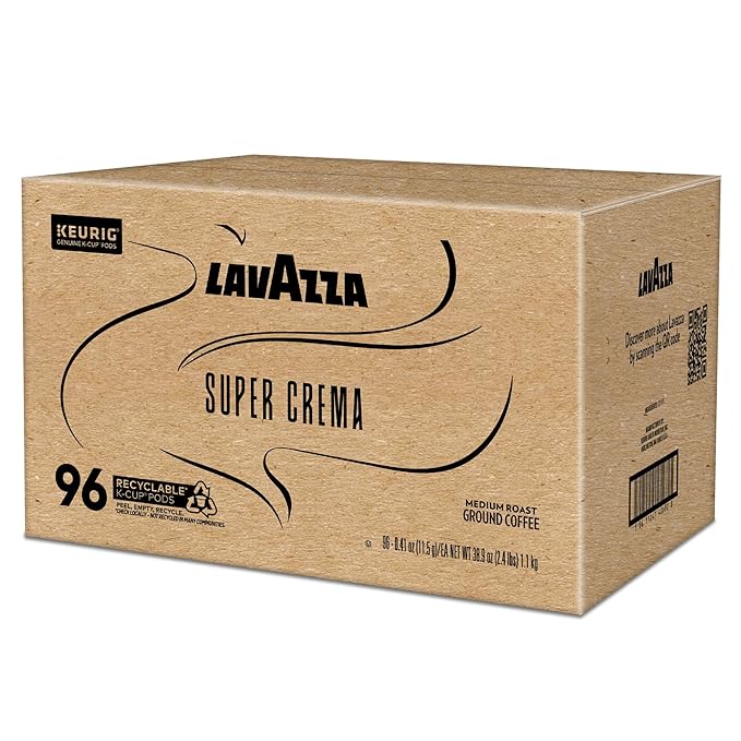 Lavazza Super Crema, Single Serve Keurig® K-Cup® Pods, Medium Espresso Roast Coffee, 1 Box, 96 Count
