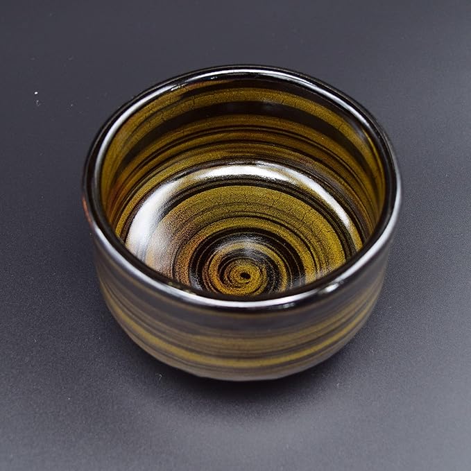 Product of Gifu Japan Ceramic Matcha Bowl, Handmade Chawan Japanese Green Tea Cup, Matcha Mixing Bowl, 400ml 13.6 oz, Brush Stroke Pattern, Black, Japanese Gifts