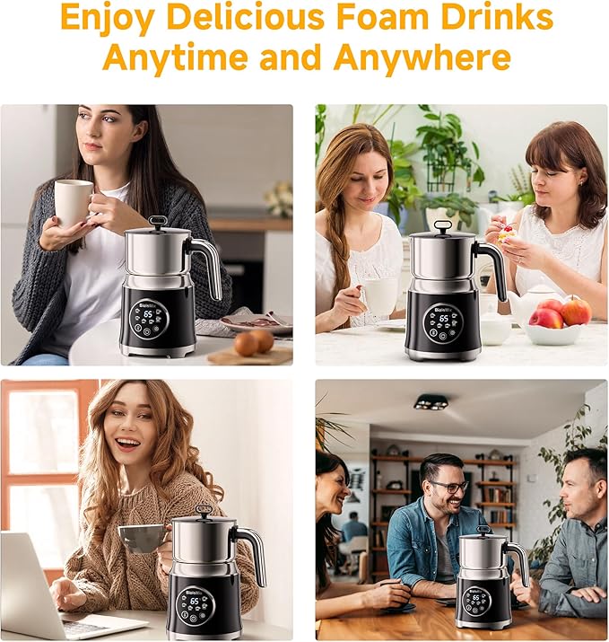 Milk Frother and Steamer, Large Capacity Detachable Electric Milk Frother, Automatic Warm and Cold Foam Maker, Hot Chocolate Maker, BPA Free