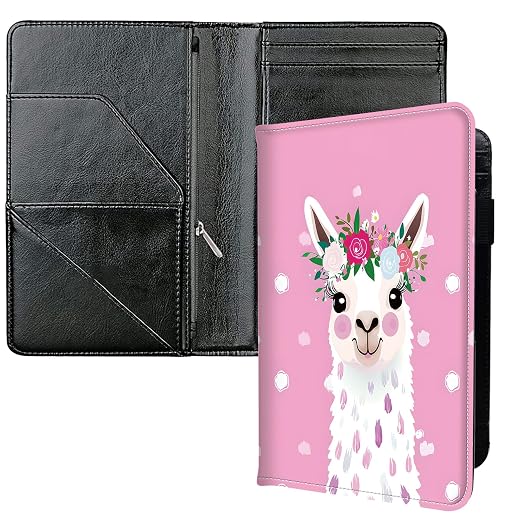 Server Books for Waitress, with 7 Large Pockets, Waiter Serving Book, Waitstaff Server Order Pads, Cute PU Leather Server Book with Pen Holder Fit Server Apron,Llama with Flower Crown by Unknown