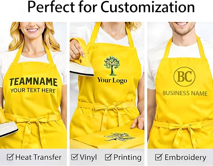 8 Pack Aprons Bulk with Pockets, Unisex Apron with Extra Long Ties for Chef, Cooking Classes, Painting, BBQ - Image 5