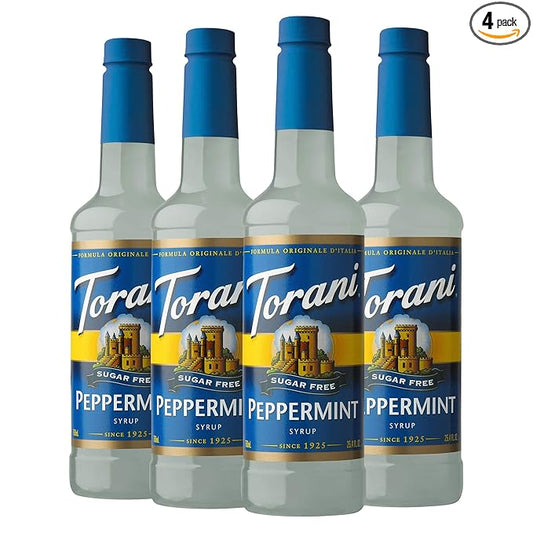 Torani Sugar Free Peppermint Flavored Drink Syrup, 25.4 fl oz (Pack of 4)