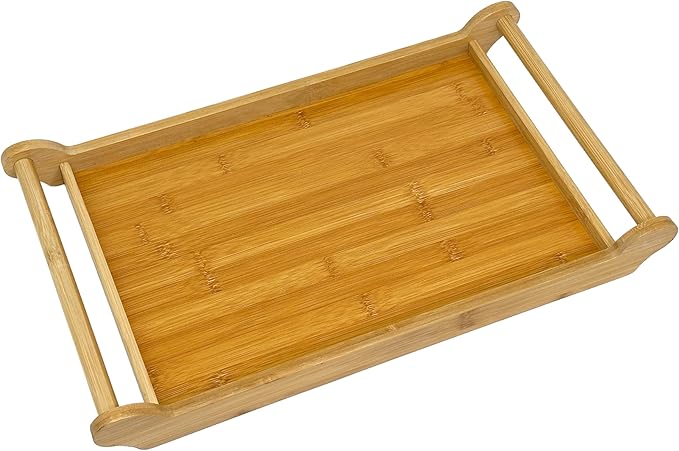 Bam & Boo - Bamboo Serving Tray with Extra Large Handles (10.25" x 17.5")