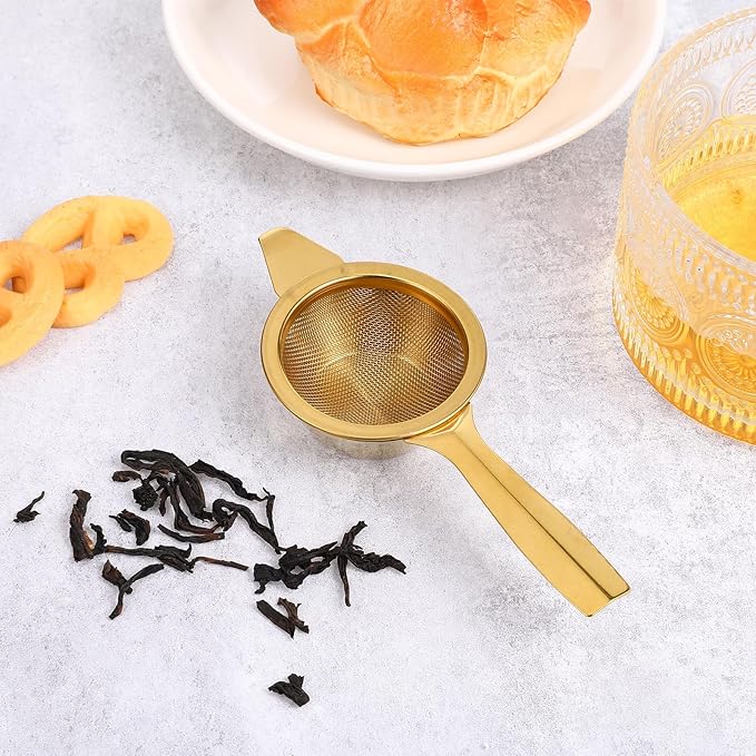 2.2" Gold Matcha Sifter Strainer 30 Fine Mesh Strainer Small Sifters for Matcha Stainless Steel Sieve Sifter with Handle, Small Metal Strainers for Loose Tea Cocktail Coffee