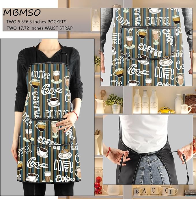 MBMSO Life Begins After Coffee Apron - Barista Gift, Coffee Themed Kitchen Apron