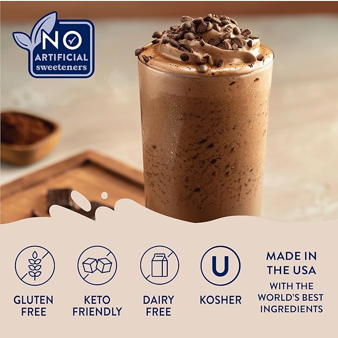 Jordan's Skinny Mixes Syrups Sugar Free Syrup, Chocolate Mocha Syrup, 12.7 oz, Zero Sugar and Zero Calorie Flavoring for Coffee, Protein Shake, Cocktail or Mocktail Drinks and More, Naturally Sweetened Line