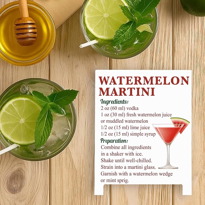 Watermelon Martini Recipe Rustic Bar Decor for Home Cafe Farmhouse Cocktail Sign for Kitchen Bar Cart Accessories Mixology Christmas Gift for Bartender Men Women Couple - 5.59 x 4.33 inch Acrylic Sign - Image 5