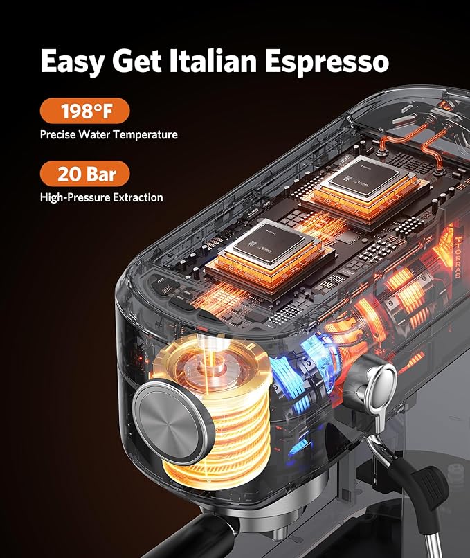 COWSAR Espresso Machine 20 Bar,Compact Espresso Machine with Milk Frother,Stainless Steel Coffee Maker with 40 oz Removable Water Tank for Cappuccino,Latte