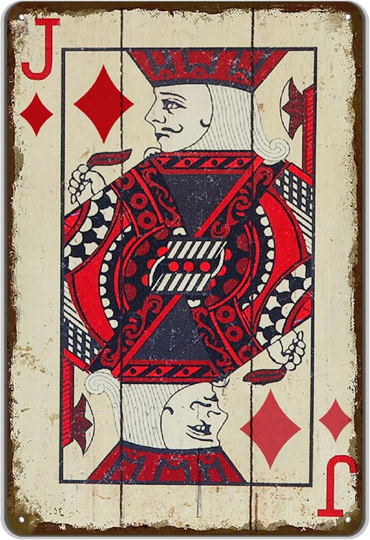 Vintage Poker Wall Decor Metal Sign Retro tin Sign Wall Decorative Signs for Man Cave Home Cafe Pub bar Shop 12x8 Inch Dianmond Jack by TREEPERI