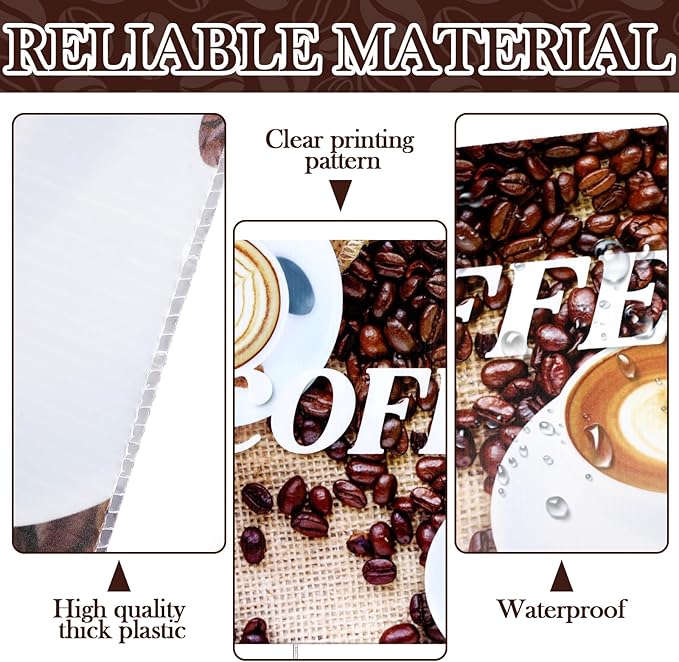AceOrbit 3 Pcs 12"x16" Coffee Yard Signs with H Ground Stake for Coffee Station Waterproof Business Advertising Sign for Cafe Bar Restaurant Cafe Shop Dining Room Garden Decoration