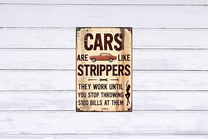 Vintage Style Decor Sign Plaque Home Retro Cars Theme Metal Poster For Cafe Bar Club Farm Garden Decor 8x12 In