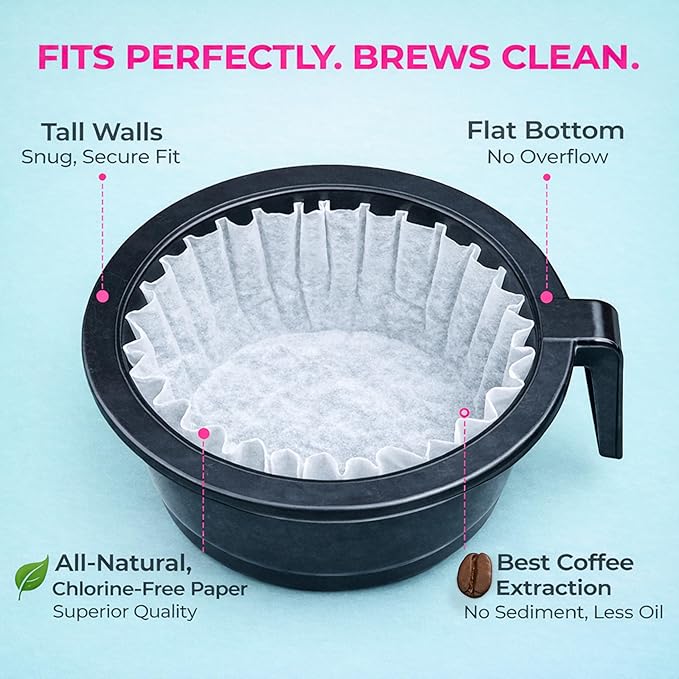Katy’s Large Commercial Coffee Filters (9.5” x 4.5”) for 12-Cup BUNN, Fetco & Curtis Coffee Machines – Tall Walls, No Ground Overflow – Premium Filters for Businesses (Bulk Pack)