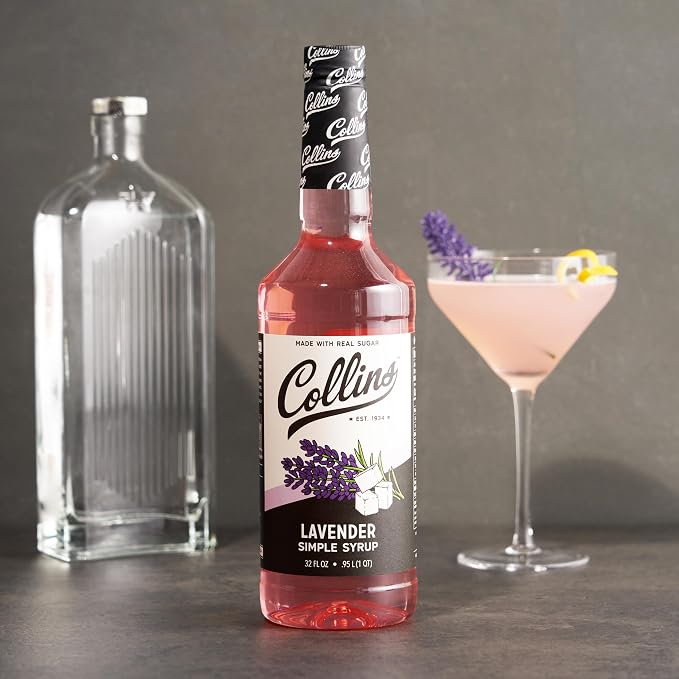 Collins Lavender Simple Syrup for Cocktails with Real Sugar, Lavender Syrup for Lemonade, Soda Water, Coffee, Iced Tea, Matcha, Baking, Desserts, Drink Mixer for Home Bar, 32 oz - Image 9