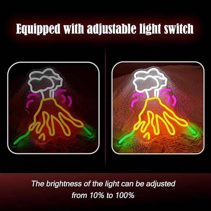 Volcano Eruption Neon Sign Adjustable Multi-colored Volcano Light Up Sign Usb Powered LED Game Neon Sign for Bedroom Game Room Bar Pub Party Man Cave Wall Decor (12.6 * 12.6 in)