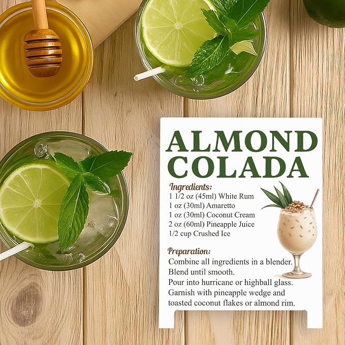 Almond Colada Recipe Rustic Bar Decor for Home Cafe Farmhouse Cocktail Sign for Kitchen Bar Cart Accessories Mixology Christmas Gift for Bartender Men Women New Couple - 5.59 x 4.33 inch Acrylic Sign - Image 5