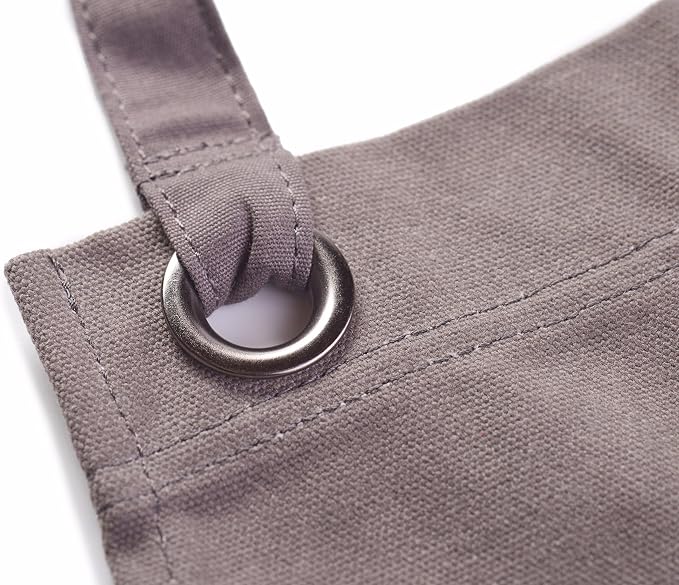 Hudson Durable Goods Heavy Duty Waxed Canvas Work Apron with Tool Pockets (Black), Cross-Back Straps & Adjustable M to XXL (Grey) - Image 8
