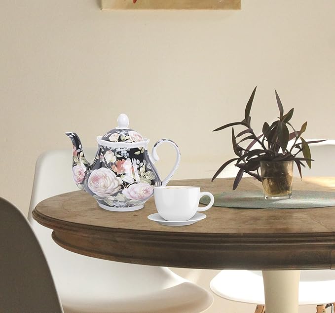 European Style Ceramic Teapot Coffee Pot Water Pot Porcelain Vintage Gift Tea Pot - Moonlight Rose