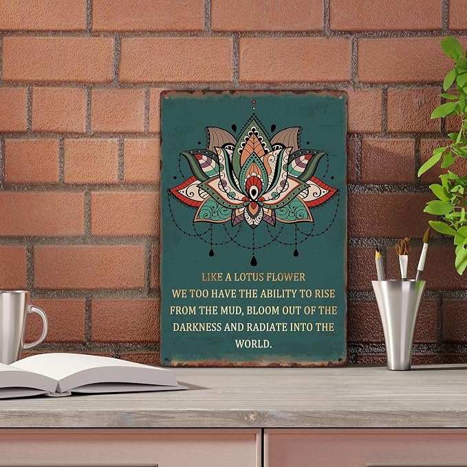 Sanwarm Metal Sign 8X12 Inch, Like A Lotus Flower Inspirational Lotus Vintage Tin Sign Wall Art Decor for Home, Living Room, Kitchen, Garden, Bedroom, Office, Hotel, Cafe And Pub Decoration - Image 4