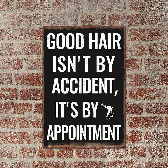 Sanwarm Metal Sign 8X12 Inch, Hair Salon Make An Appointment Vintage Tin Sign Barbershop Wall Decor - Image 4
