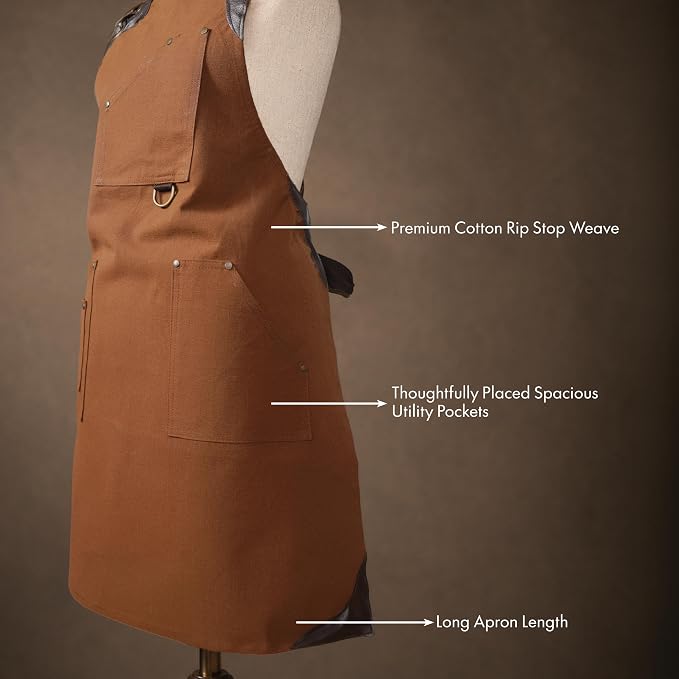 Professional Work Apron for Men & Women – 100% Cotton with waterproof Membrane, Cross Back Straps - Image 6